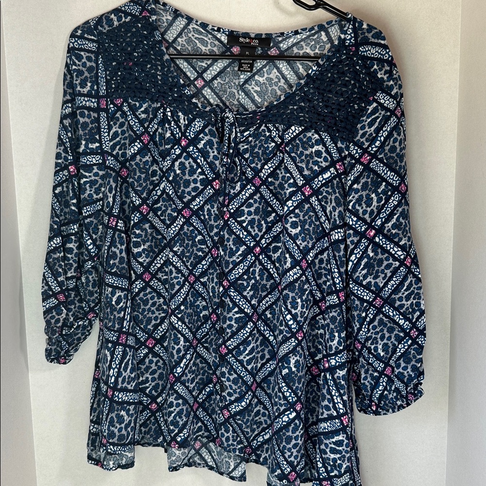 Style & co petite animal print top size petite large PL